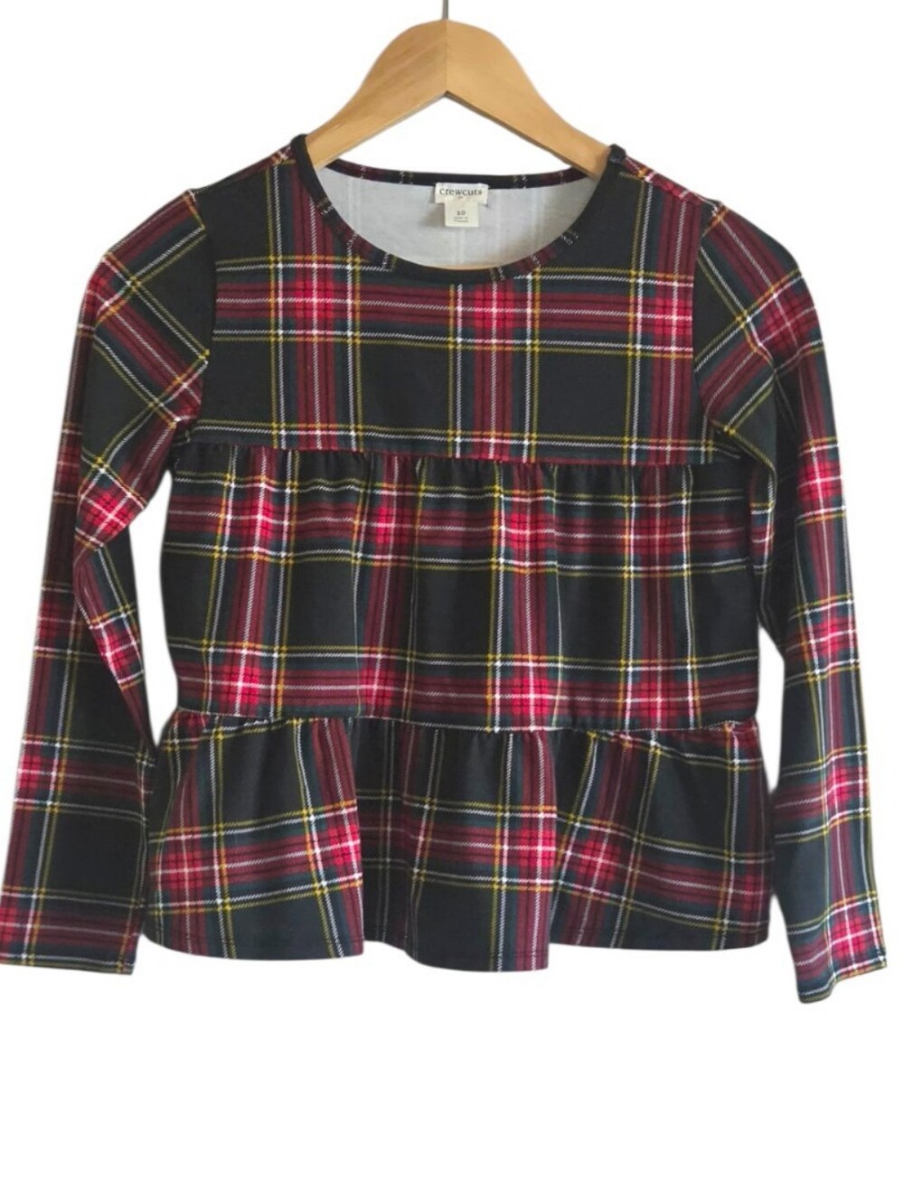 Crewcuts Girl’s Tartan Top Plaid Tiered Size 10